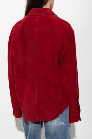 Ami Alexandre Mattiussi Suede jacket with embroidered logo