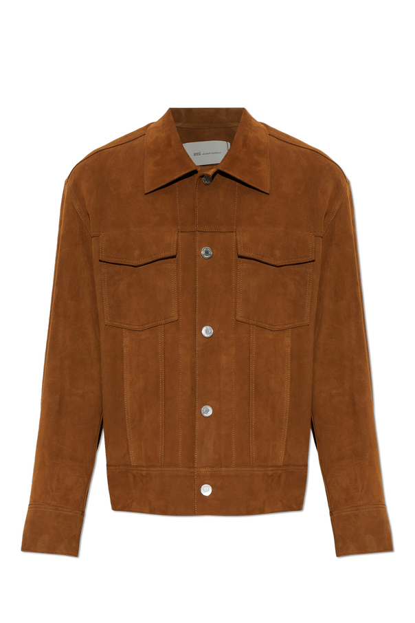 Suede jacket with embroidered logo od Ami Alexandre Mattiussi