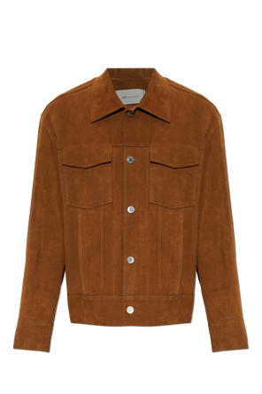 Suede jacket with embroidered logo