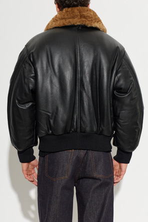 Ami Alexandre Mattiussi Lederjacke mit Fellkragen