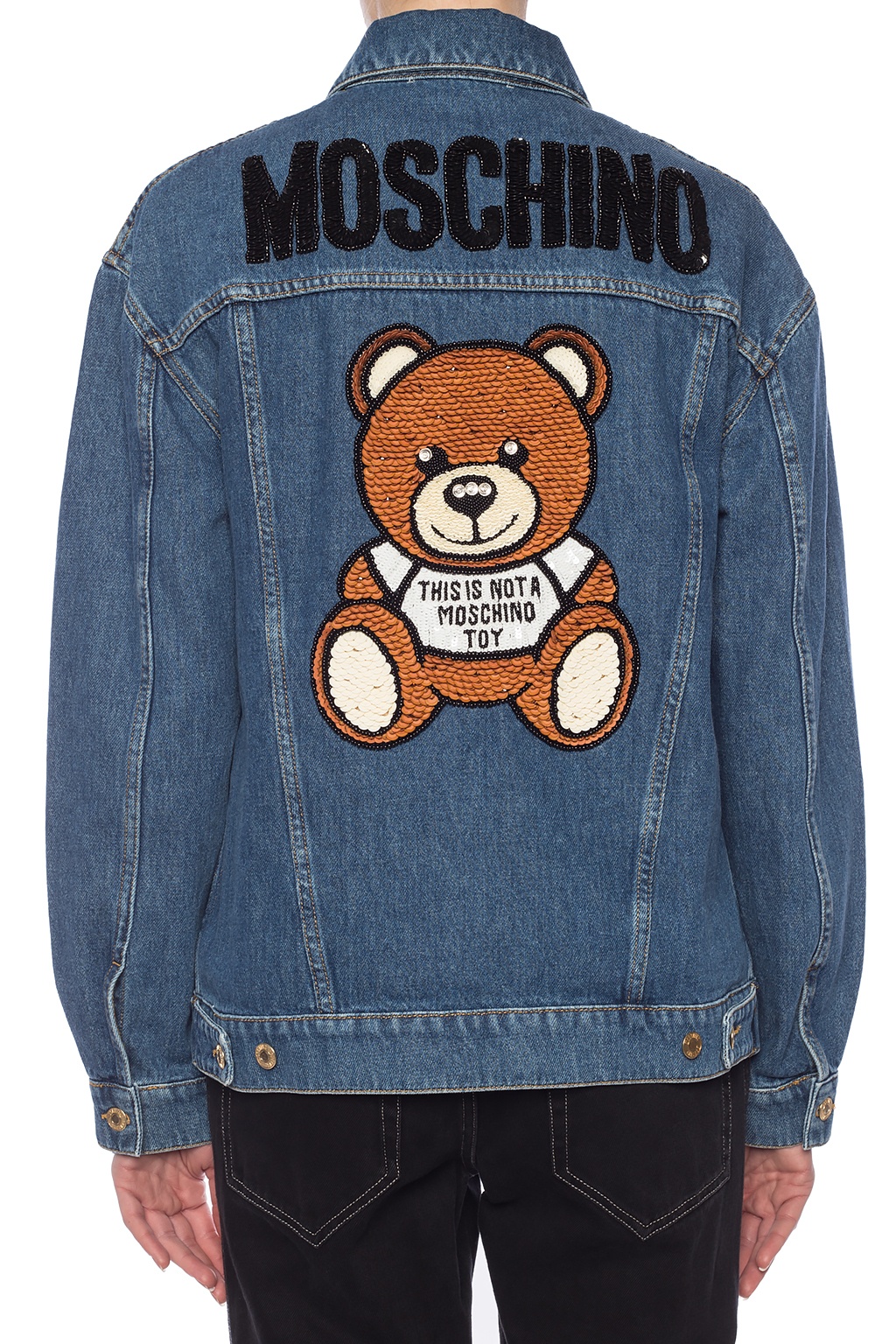 Denim jacket with teddy bear motif 