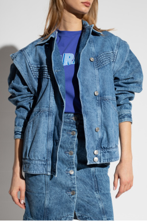 Marant Etoile ‘Harmon’ denim jacket logo with detachable sleeves