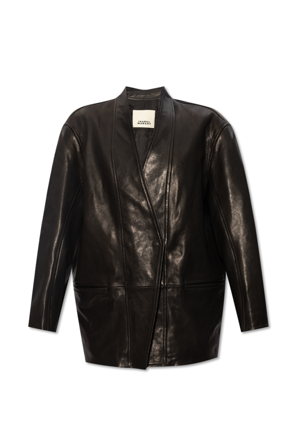 ‘ikena’ leather T-SHIRT od Isabel Marant
