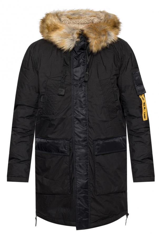 Black Long hooded jacket Diesel - Vitkac GB