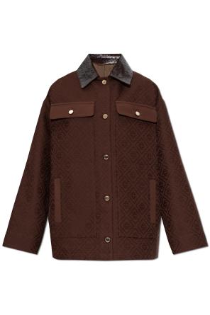 Jacket with leather collar