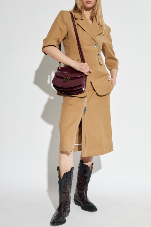 Beige Double-breasted blazer with open lapels Ganni - Vitkac GB