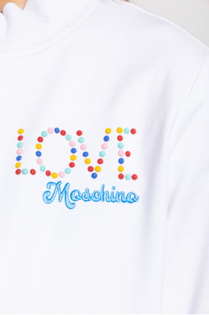 Love Moschino Mennace Essential Kalkgraues T-Shirt mit tief angesetzter Schulter