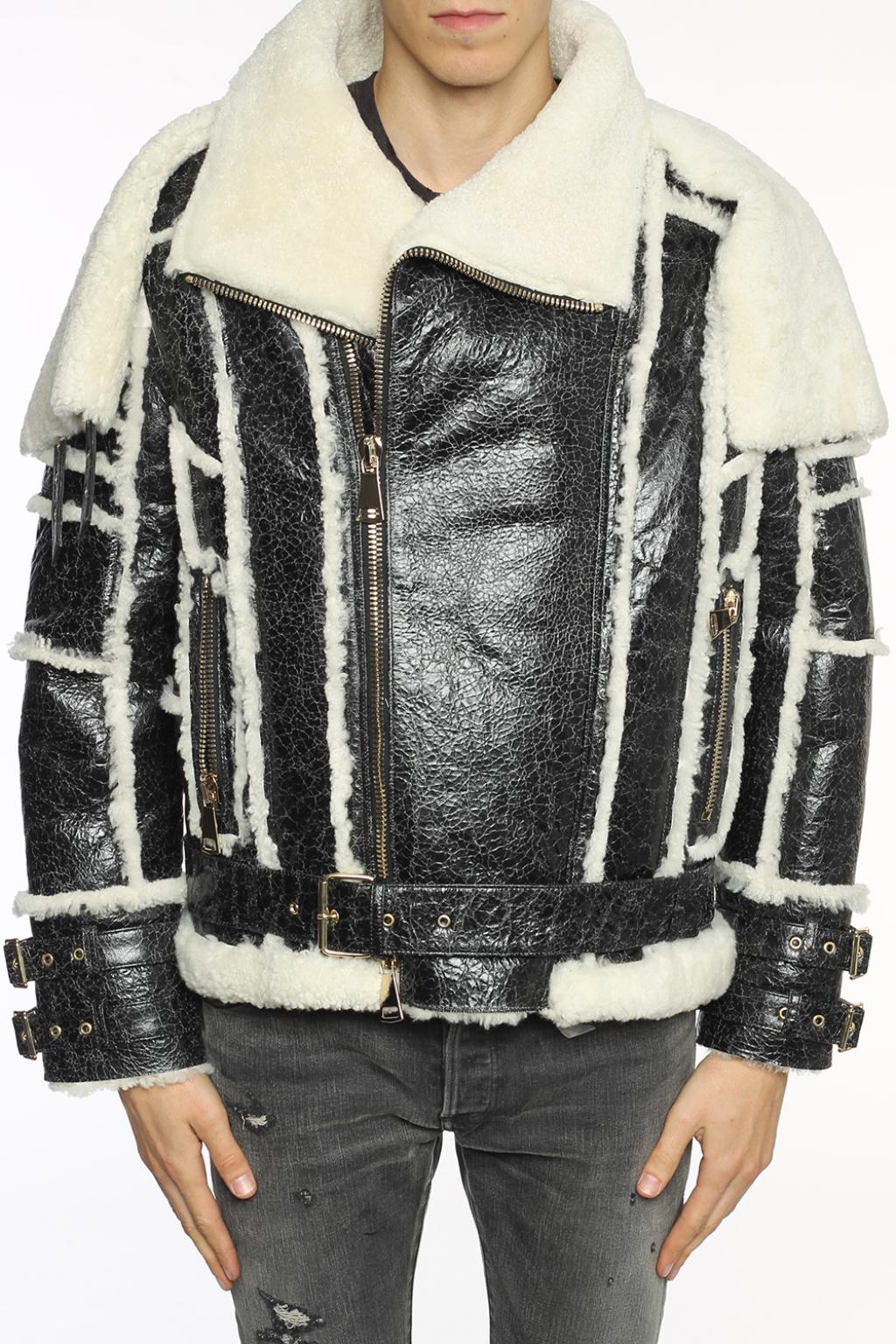 balmain shearling coat