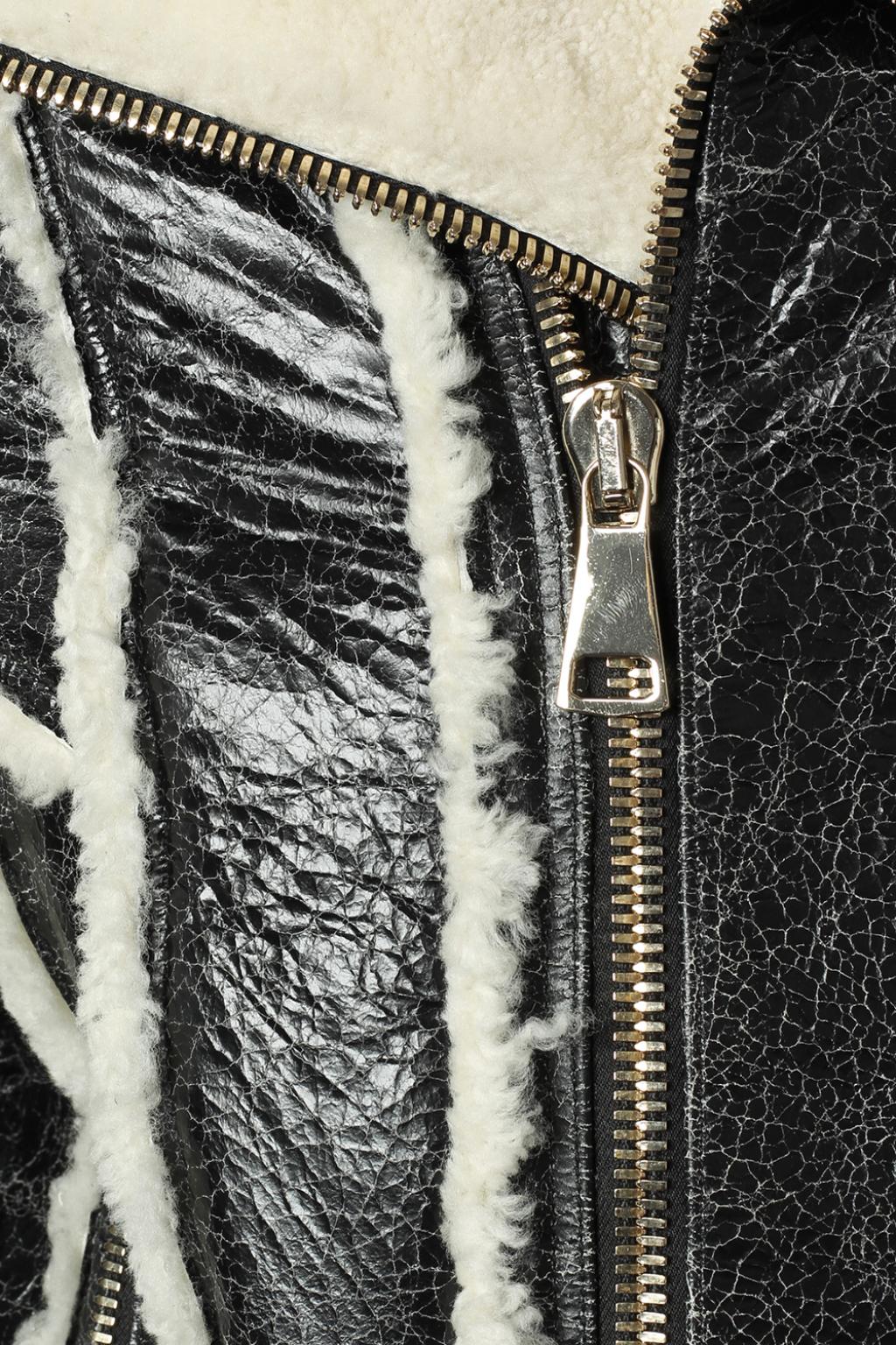 Balmain - Patent Leather and Faux Fur Jacket