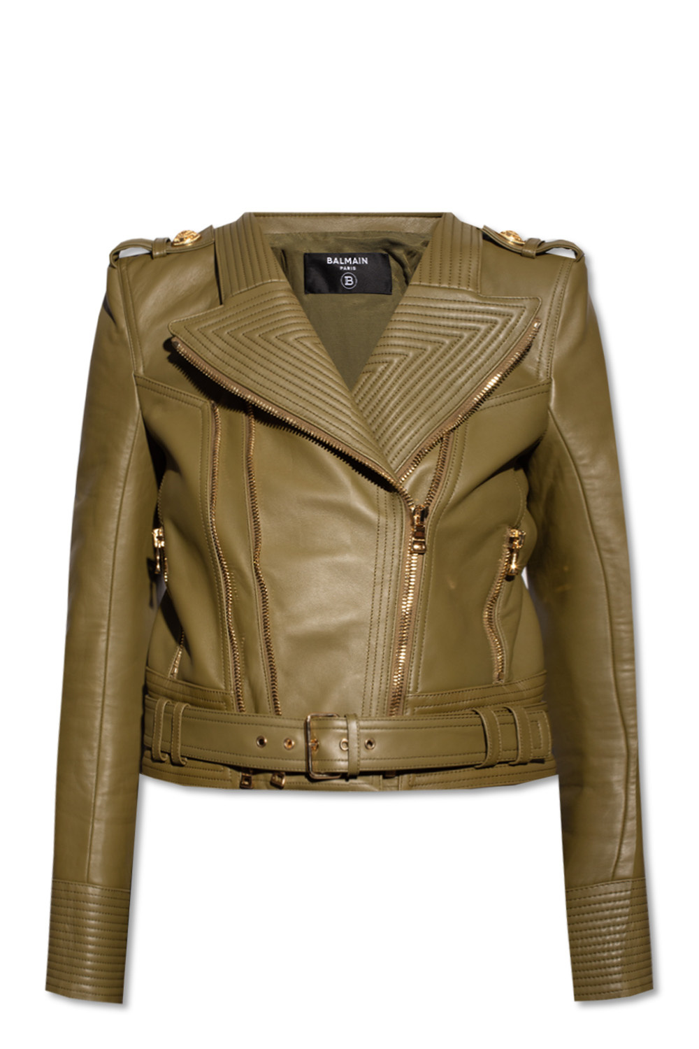 slank Vestlig Tårer Green Leather jacket Balmain - Vitkac Italy