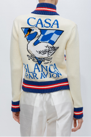 Casablanca drawstring-hem cotton polo shirt Weiß