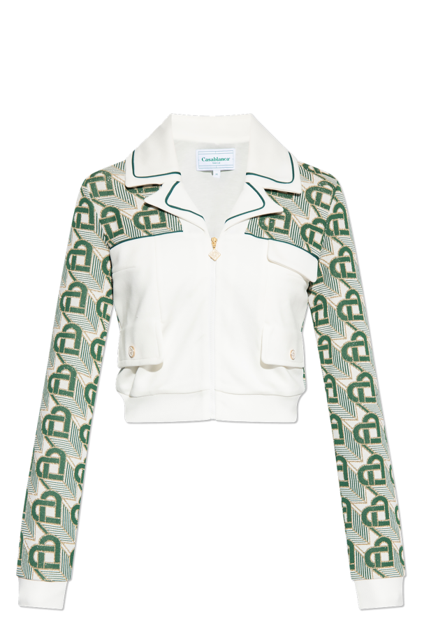 Casablanca Monogrammed cropped sage sweatshirt