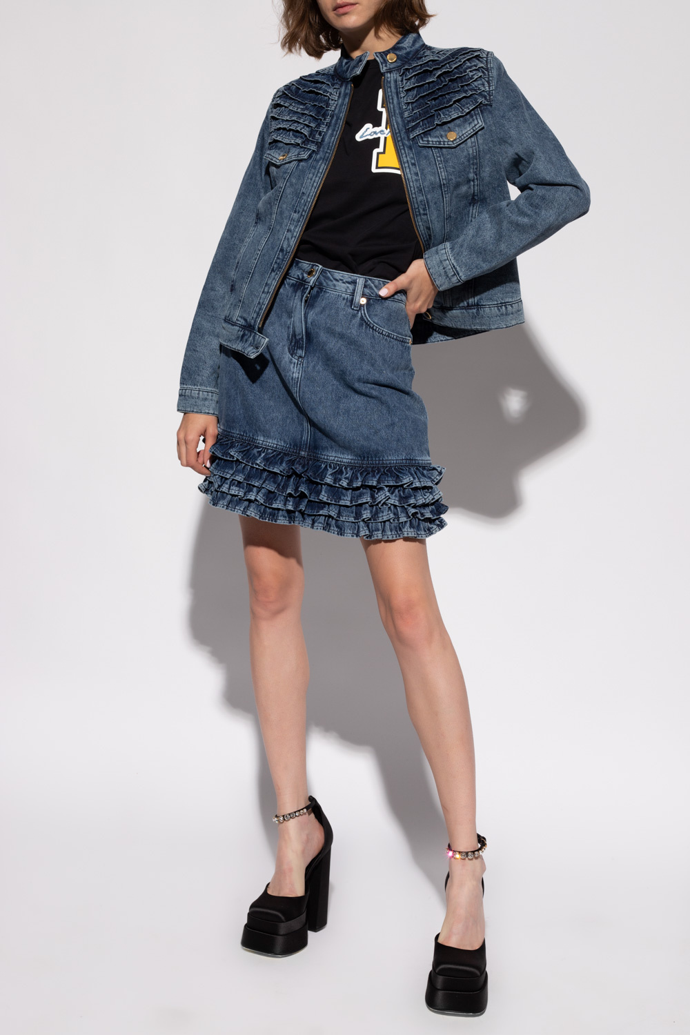 Love Moschino Denim jacket with standing collar