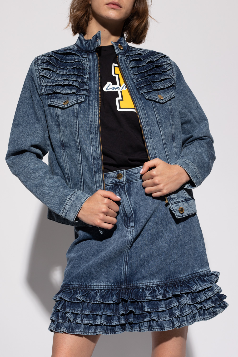 Love Moschino Denim jacket with standing collar