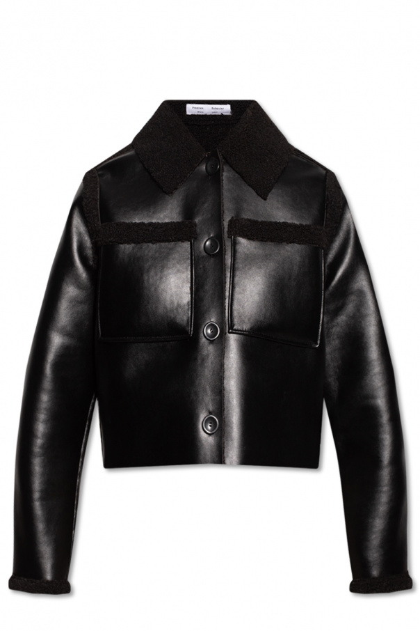 Proenza Schouler White Label faux-shearling collared jacket Cropped jacket in vegan leather