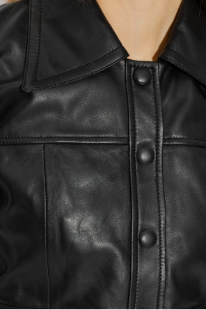Proenza Schouler mock-neck knitted top Leather jacket