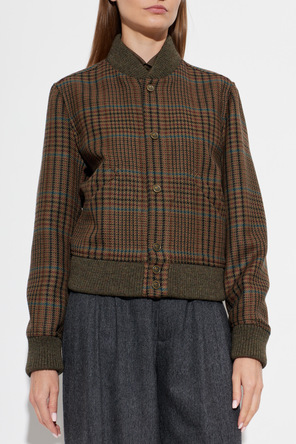 Etro Casaco bomber feminino Etro em lã com padrão xadrez castanho