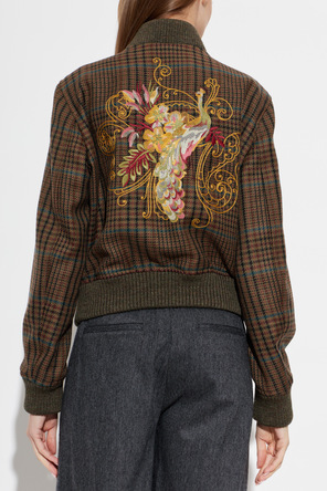 Etro Casaco bomber feminino Etro em lã com padrão xadrez castanho