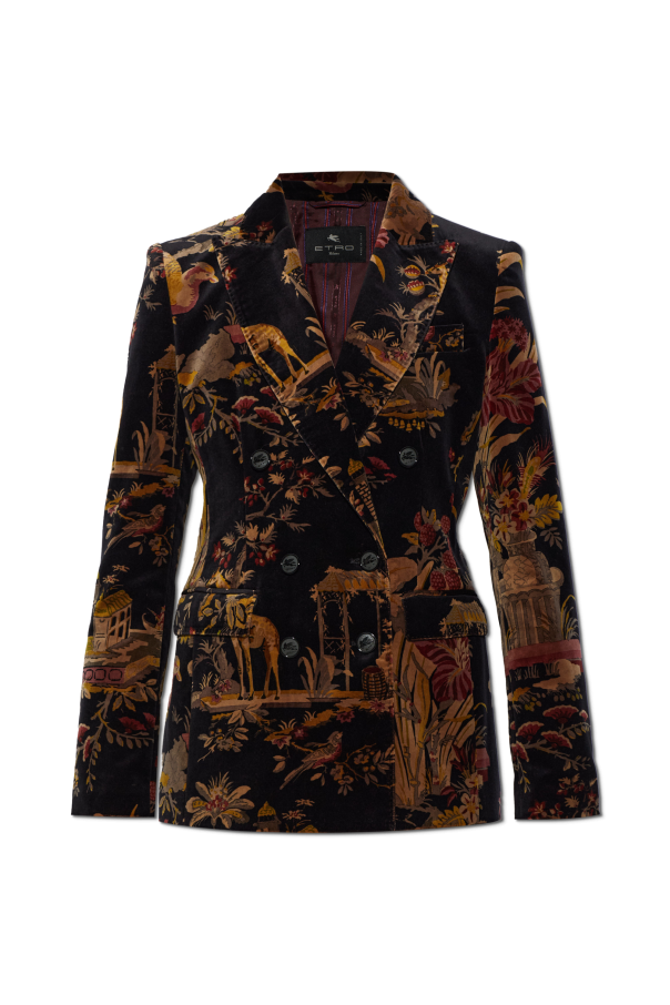Velvet blazer with colorful print od Etro