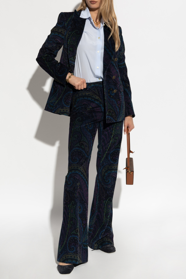Etro Corduroy blazer with decorative pattern