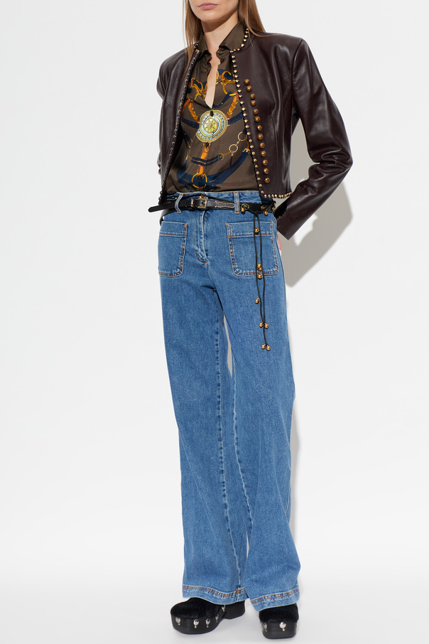 Etro Casaco de pele com tachas