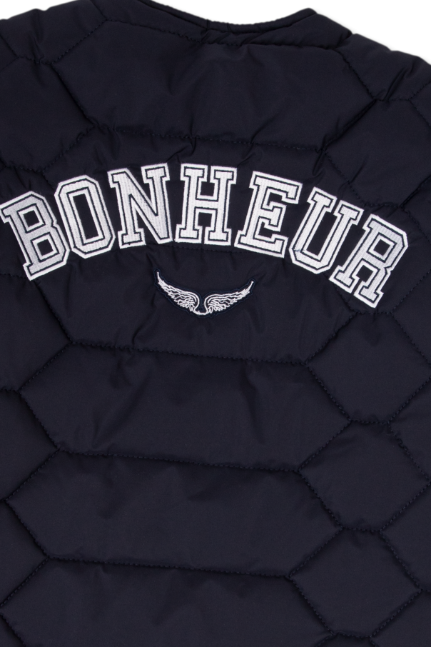 Flight print T-shirt Quilted jacket