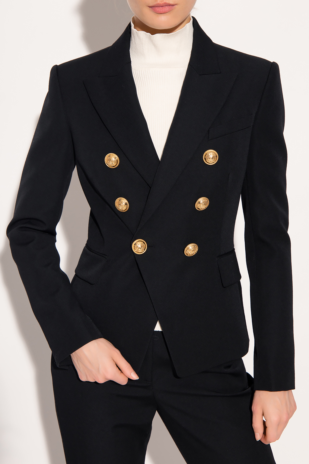 balmain tape Double-breasted blazer