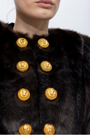 Balmain Faux fur jacket with decorative buttons