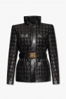 Balmain Leather jacket with stand collar