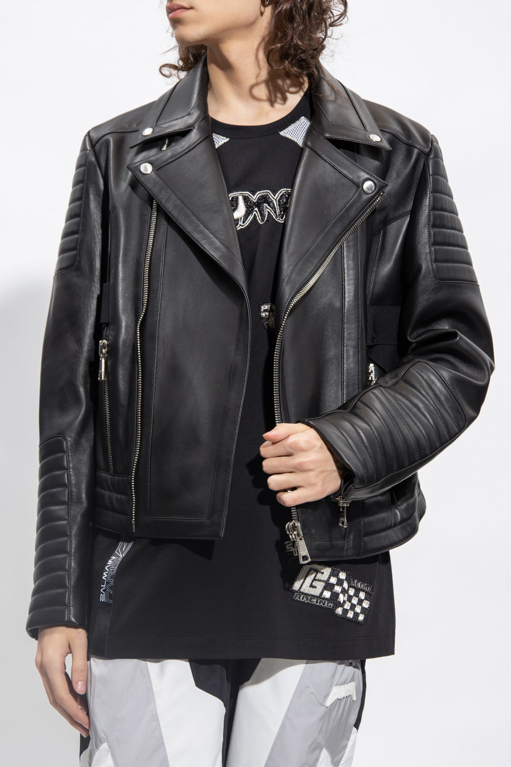 balmain jumper Leather biker jacket