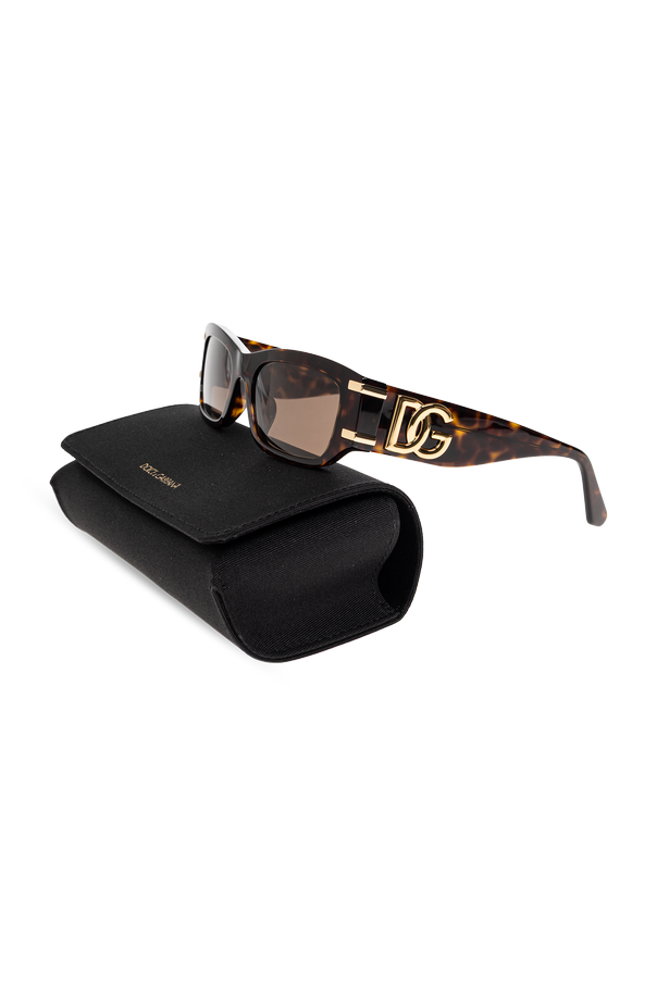 Dolce & Gabbana Слънчеви очила с правоъгълна, леко заоблена рамка и ефект tortoiseshell