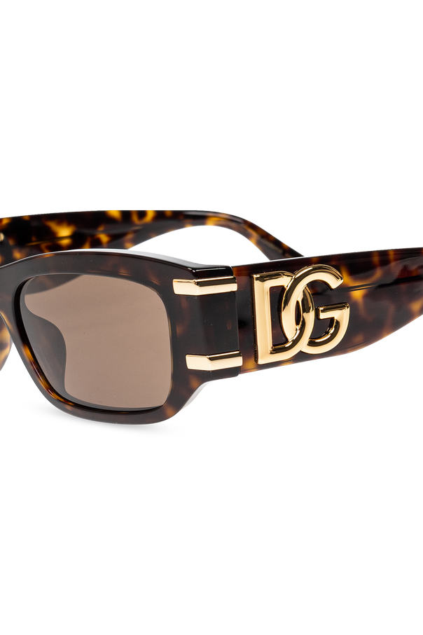 Dolce & Gabbana Слънчеви очила с правоъгълна, леко заоблена рамка и ефект tortoiseshell