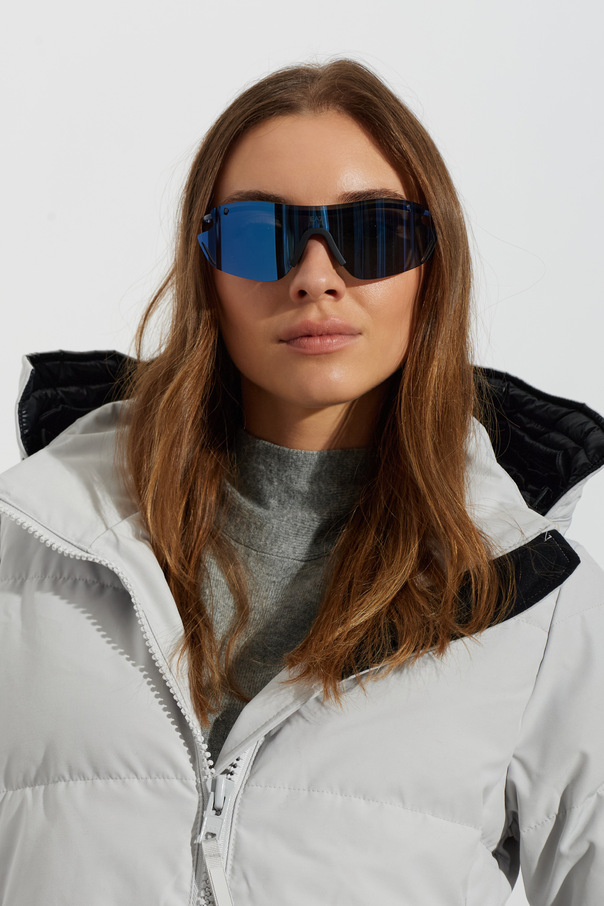 EA7 Emporio Armani Shield sunglasses with slim frame and mirrored navy lenses