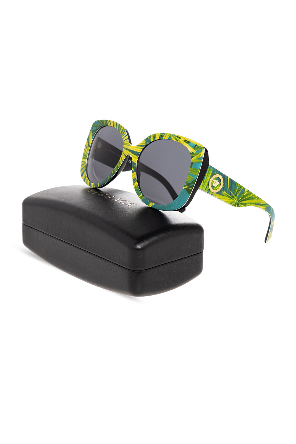 Versace Spitfire Teddy Boy unisex round Sport sunglasses in clear with blue mirrored lens