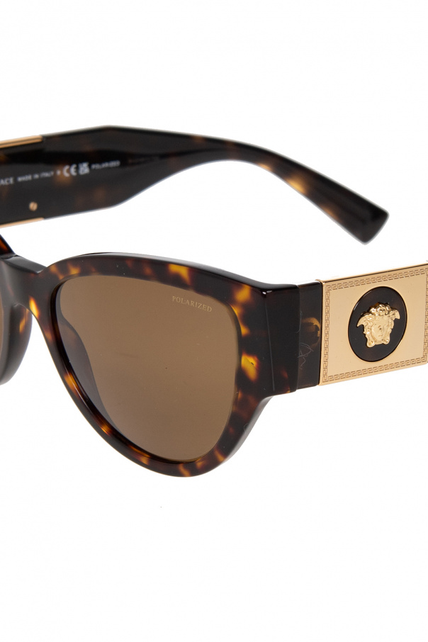 Versace sunglasses boast a lightweight construction and mirrored lenses