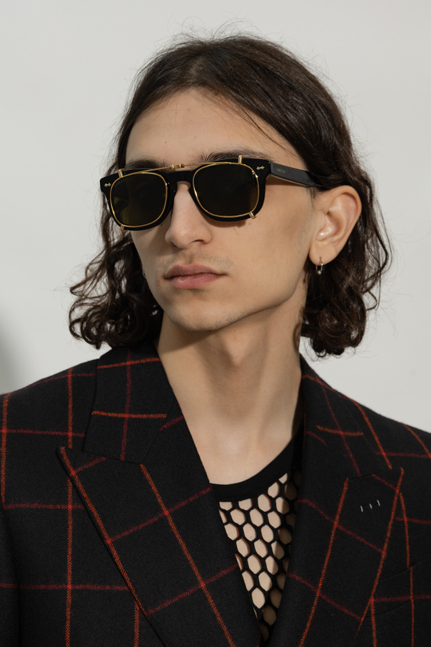 Gucci tortoiseshell pilot-frame cat-eye sunglasses Marrone