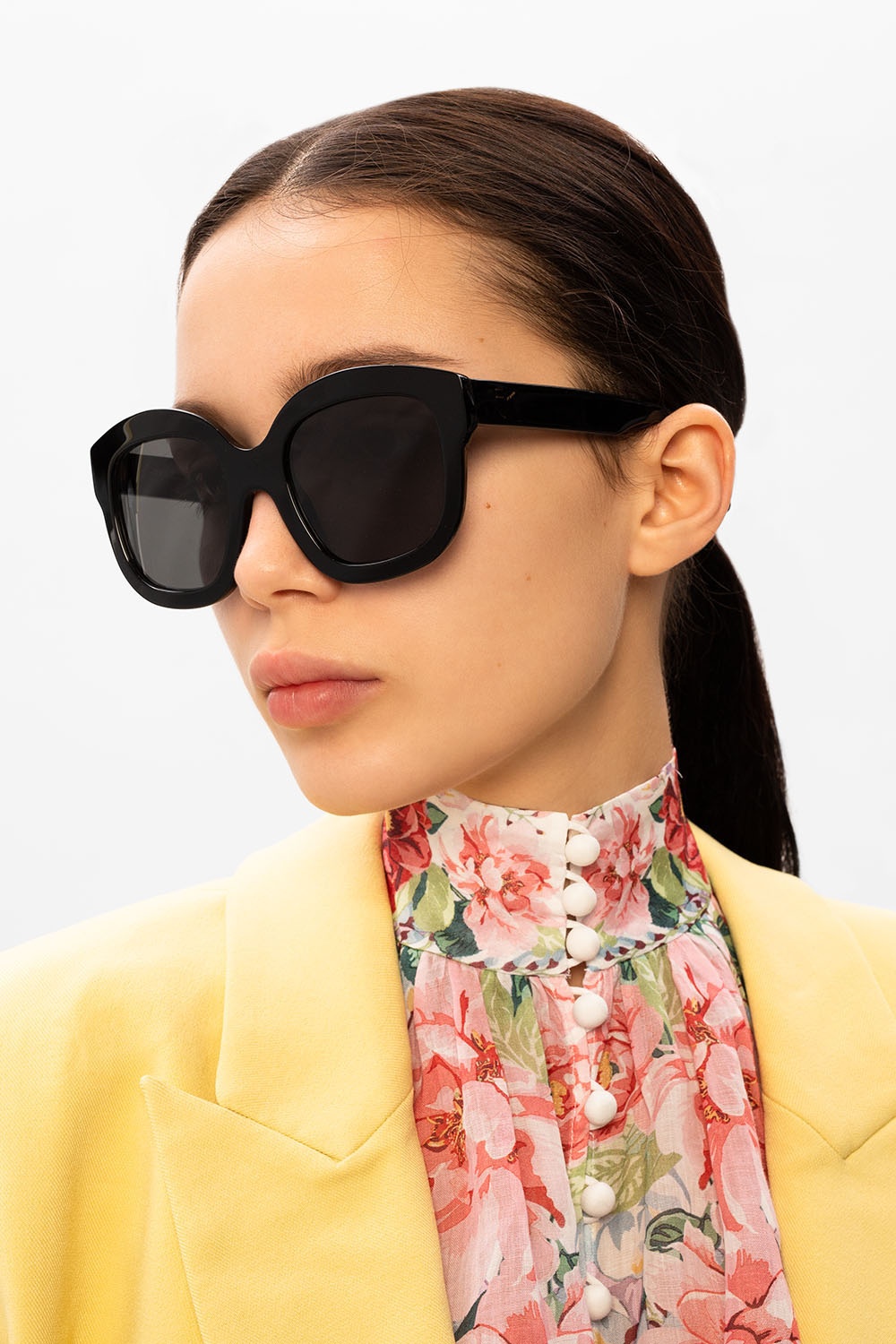 Emmanuelle Khanh Squeeze Square Acetate Sunglasses Womens Black