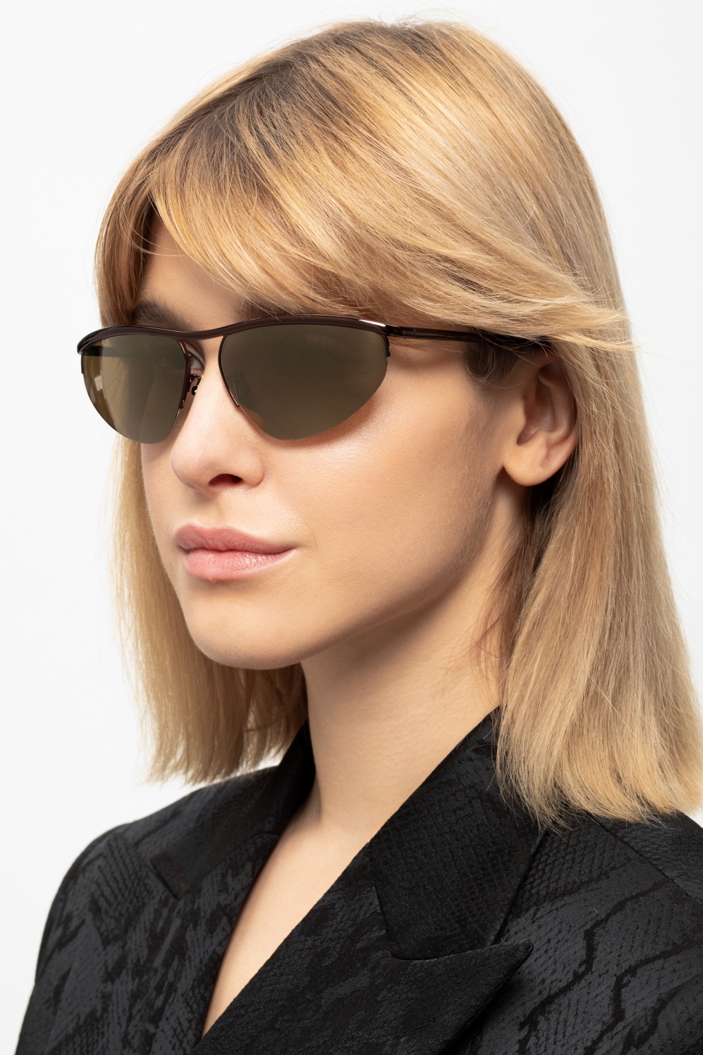 Bottega Veneta Miu Miu Eyewear engraved-detail round-frame sunglasses Grau