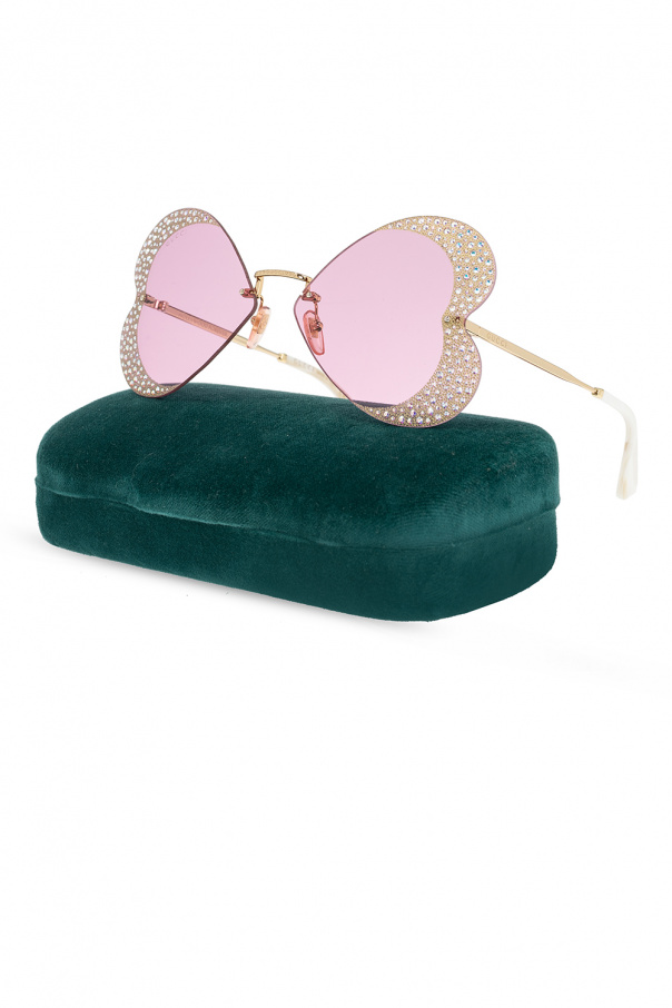 Gucci Blue Crystal CC Shield Sunglasses