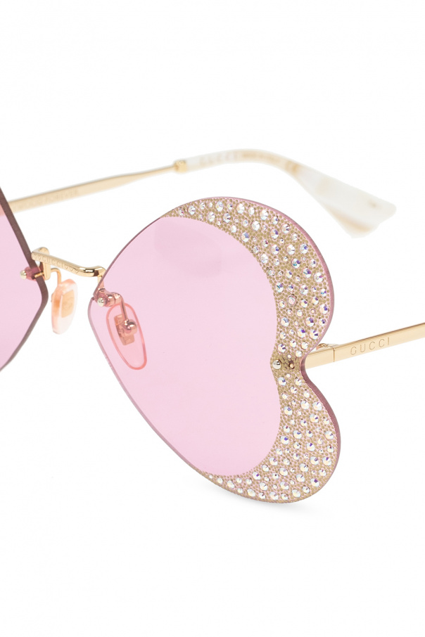 Gucci Blue Crystal CC Shield Sunglasses