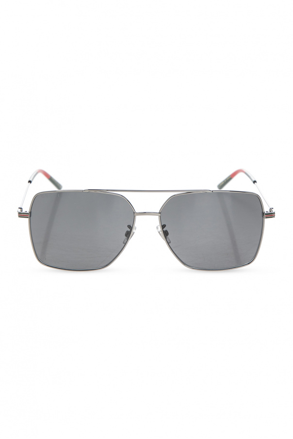 Gucci Roman Stud rectangle-frame mirrored sunglasses Braun