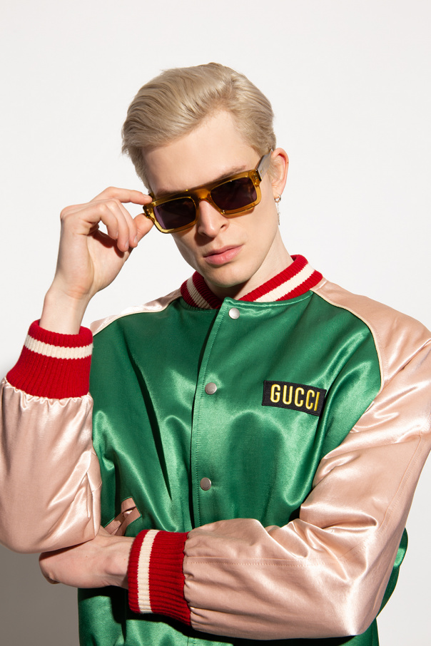 Gucci Palm rectangle-frame Yellow sunglasses