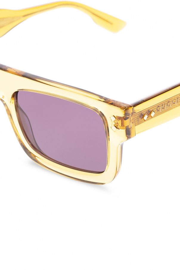 Gucci Palm rectangle-frame Yellow sunglasses
