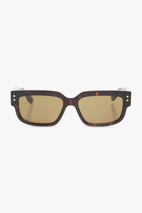Gucci Blue Tortoise Shell Acetate Frames Foliage Printed Lens Umbrage Sunglasses