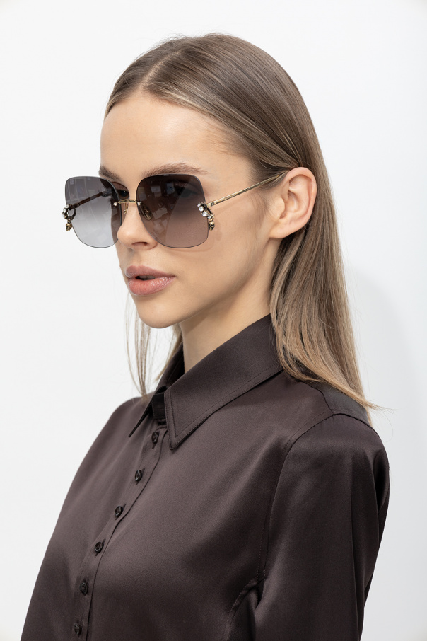Alexander McQueen Linda Farrow Black Rectangular Lola Sunglasses