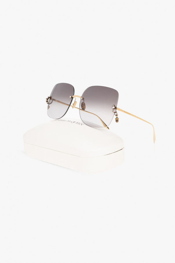 Alexander McQueen Linda Farrow Black Rectangular Lola Sunglasses