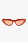 V-motif square-frame orange sunglasses