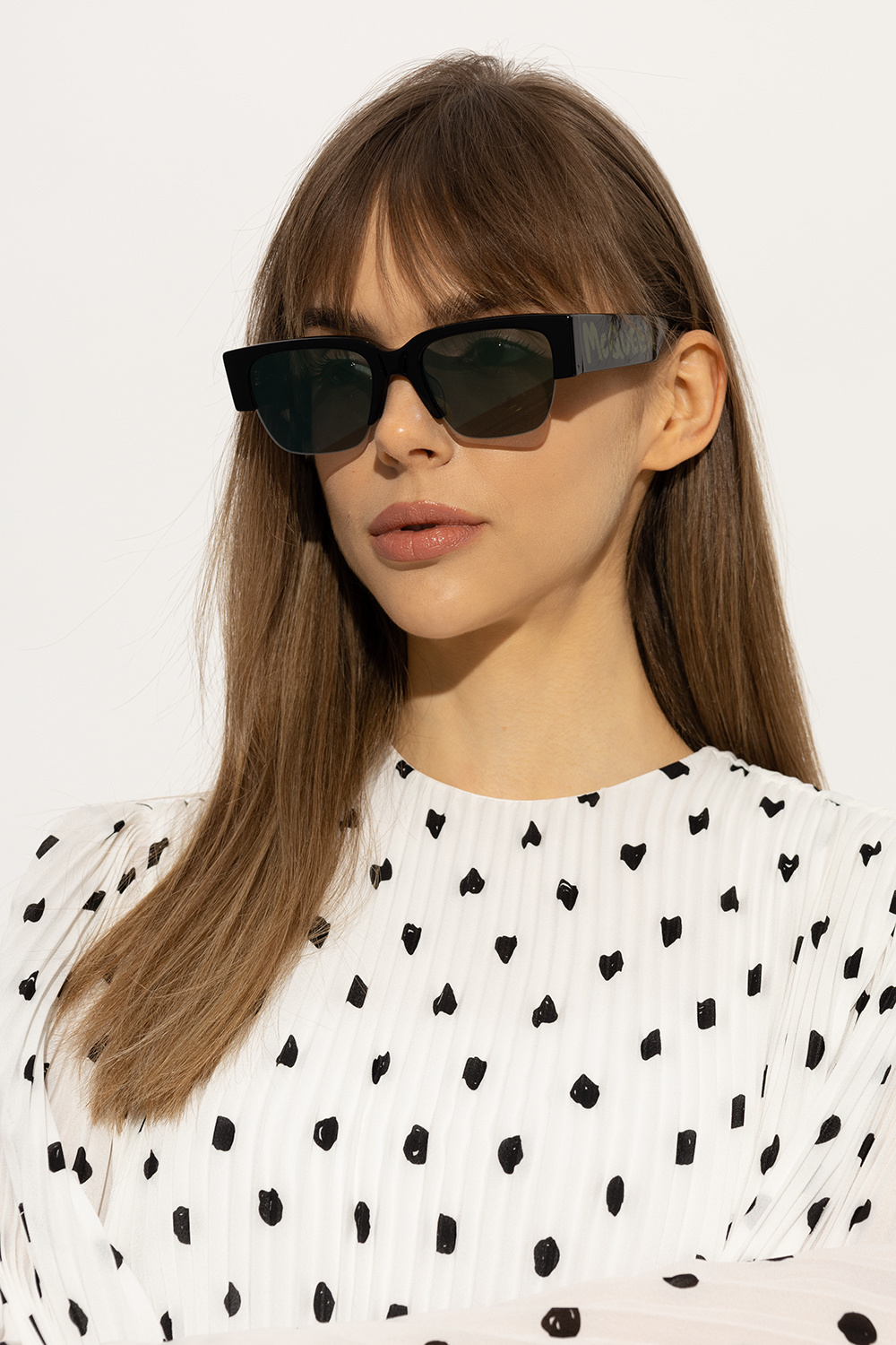 Alexander McQueen sunglasses aviator-frame with logo