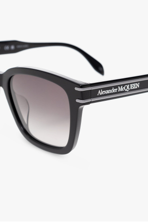 Alexander McQueen Rayban retro angular sunglasses bianca in brown tort and gold