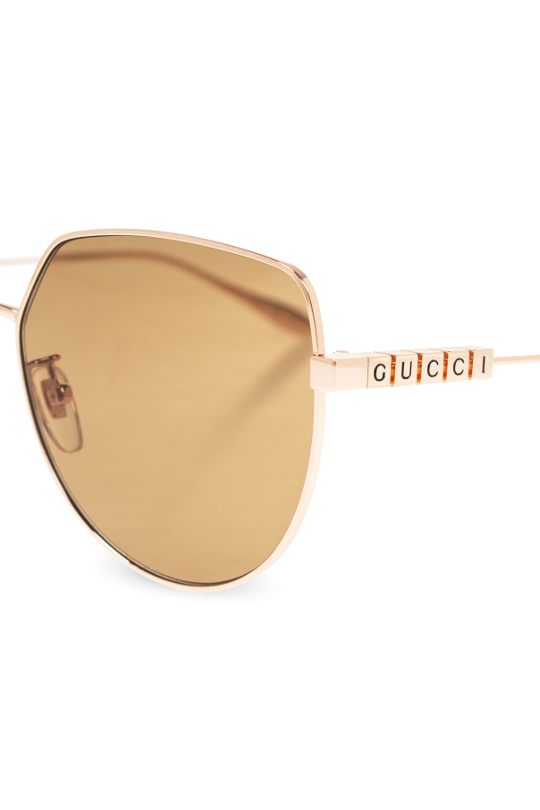 Gucci Goldie Sun Brushed Silver Bio Spotted Tortoise Sunglasses